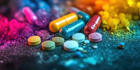 MDMA and ecstacy - molly recreational drug concept