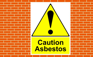 Caution asbestos sign on a wall