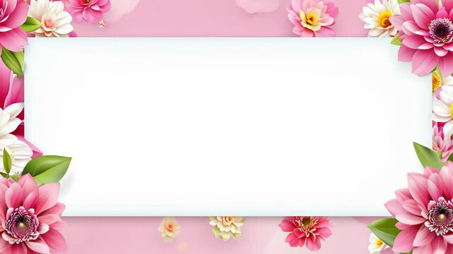 decorative pink floral border framing a blank white rectangular space in the center.