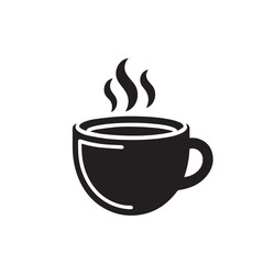 Obraz premium Coffee cup silhouette vector. Teacup vector design. Hot coffee cup logo, icon.