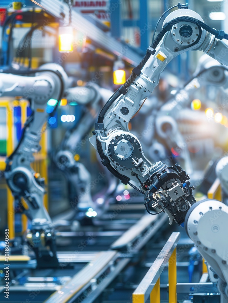 Leinwandbilder advanced robotic arms carry out precise tasks on an automotive assembly line in a high-tech manufact