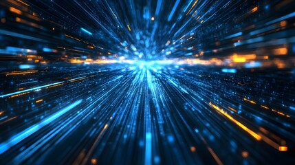 Obraz premium Abstract blue background data technology glowing lines