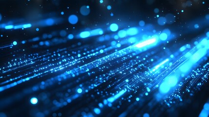 Fototapeta premium Abstract blue background data technology glowing lines