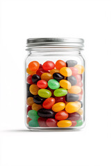 colorful jelly beans in a glass jar