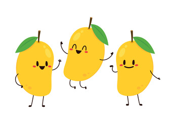 Mango character design. Mango vector on white background. Thailand dessert.