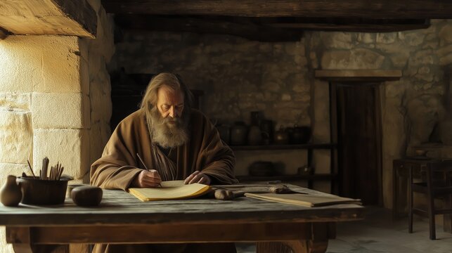 the prophet Isaiah in a modest, ancient Jerusalem house.
