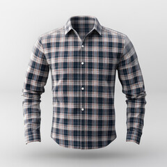 Shirt mock featuring a plaid pattern, displayed against a plain backdrop.