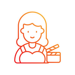 actress gradient icon with white background vector stock illustration
