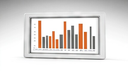 Obraz premium Orange-themed flat vector chart with a 3D floating effect on a white backdrop, light gray foreground creating a minimalist design.