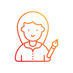 writer gradient icon with white background vector stock illustration