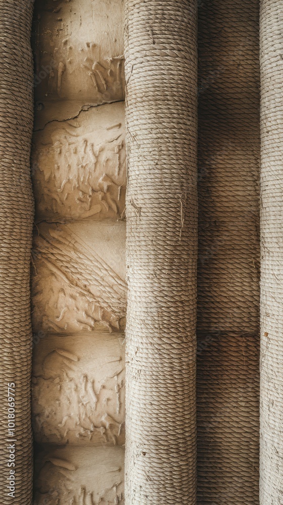 Wall mural Textured Fabric Rolls in Neutral Tones