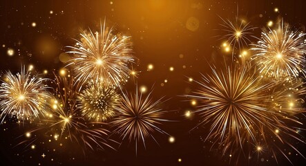 Brown and gold theme abstract sparkles and fireworks background wallpaper