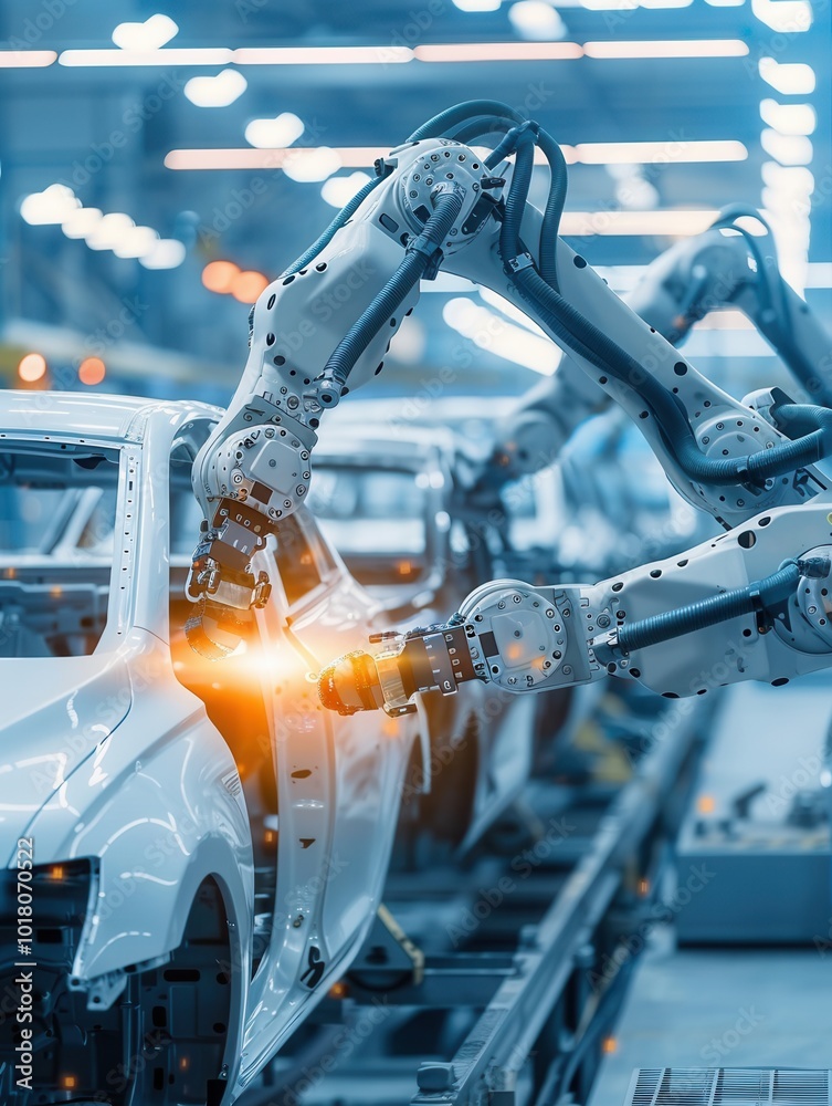 Aufkleber advanced robotic arms are expertly executing precise tasks on vehicles in an efficient car assembly 