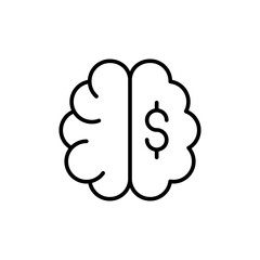 Money tbrain outline icons, minimalist vector illustration ,simple transparent graphic element .Isolated on white background