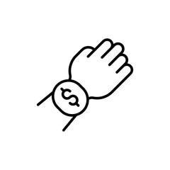 Time is money outline icons, minimalist vector illustration ,simple transparent graphic element .Isolated on white background