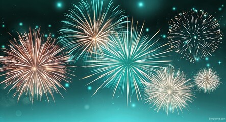 Teal theme abstract sparkles and fireworks background wallpaper