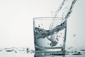 Refreshing Water Poured into a Glass