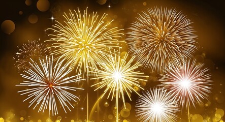 Fototapeta premium Yellow theme abstract sparkles and fireworks background wallpaper