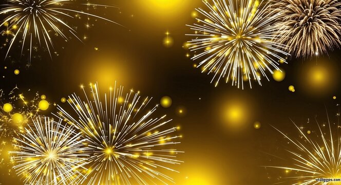 Yellow theme abstract sparkles and fireworks background wallpaper