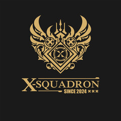 golden royal emblem ,label, coat of arms .classic style acient symbols , retro luxury royal crest logo monogram 