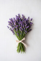 lavender bouquet tied with ribbon