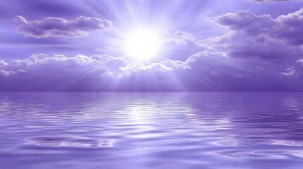 Obraz premium Serene purple sunset tranquil ocean waters