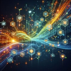 Obraz premium Fractal tapestry of digital realms, woven with cosmic threads, a tapestry of data and light, a symbol of the interconnected universe
