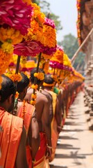 Obraz premium Vivid Spiritual Procession with Flower Garlands