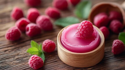 This lip balm is handcrafted and tastes like raspberries.