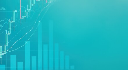 Fototapeta premium Abstract financial graph on teal background representing market trends and data analytics
