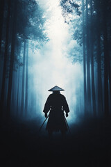 Samurai in Misty Forest