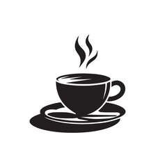 Obraz premium Coffee cup silhouette vector. Teacup vector design. Hot coffee cup logo, icon.