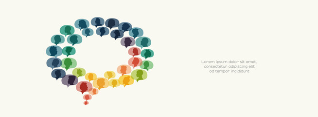 Different people in chat bubbles. Communication concept.