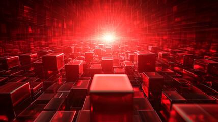 Obraz premium red glowing geometric cubes background.