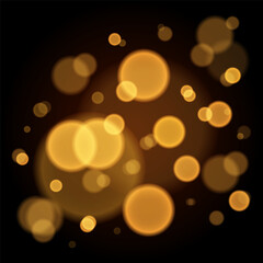 Glittering orange lights vector background. Festive background with gold bokeh glow effect. Abstract background vector illustration