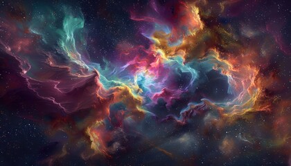 Obraz premium A Vibrant Nebula Swirling Amongst Stars in a Cosmic Dance