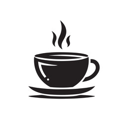 Obraz premium Coffee cup silhouette vector. Teacup vector design. Hot coffee cup logo, icon.