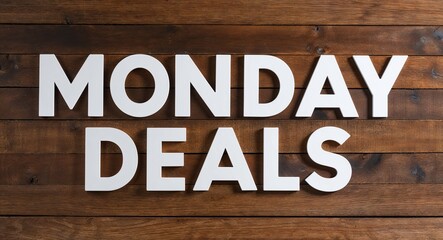 Monday deals lettering on wooden wall planks background