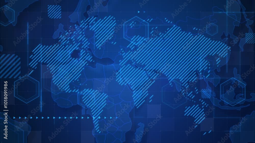 Poster abstract background for cyber futuristic and technology concept with world map and basic shape eleme
