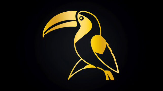 recommend clip art: Golden Toucan Silhouette on Black Background