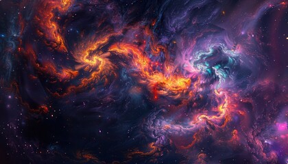 Fototapeta premium Cosmic Nebula with Swirling Colors and Star Dust