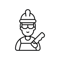 carpenter line icon with white background vector stock illustration
