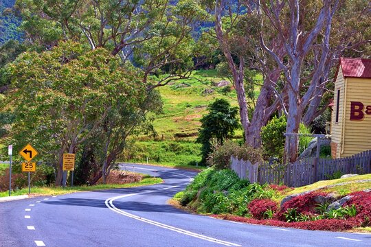 A winding road in the countryside near Tilba Tilba NSW Australia