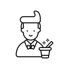 magician line icon with white background vector stock illustration