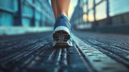 A person following a personalized fitness training plan with measurable progress , wide background