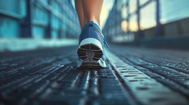 A person following a personalized fitness training plan with measurable progress , wide background