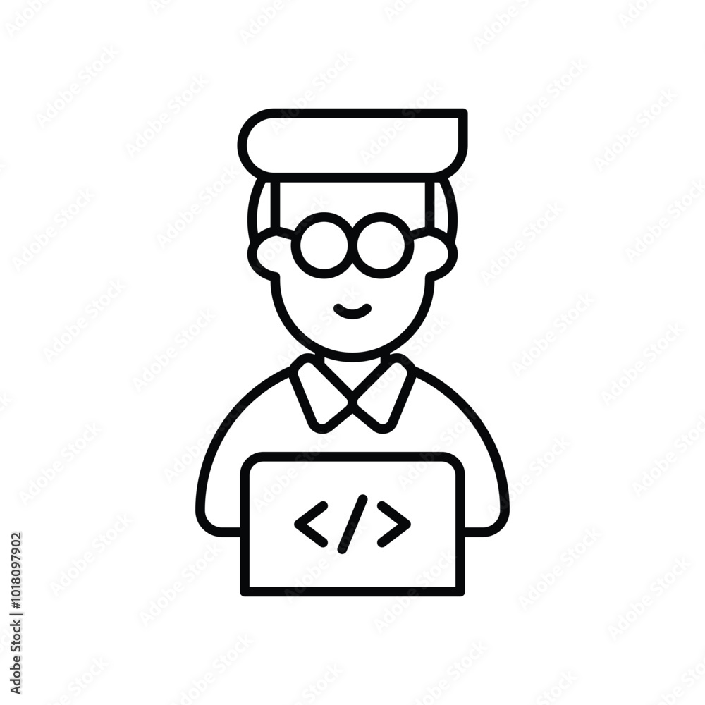 Wall mural programmer line icon with white background vector stock illustration