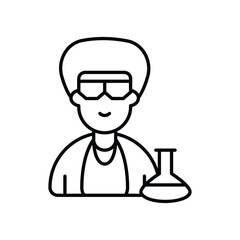 scientist line icon with white background vector stock illustration