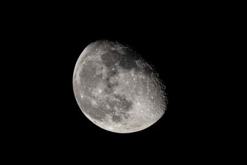 Very sharp picture of the moon and its surface.