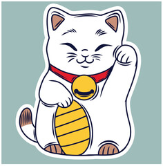 Cute fat lucky cat with fortune vector illustration style.
